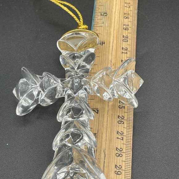 Gorham Lead Crystal Germany Cross Glass Ornament with Gold Tassel - Picture 5 of 6
